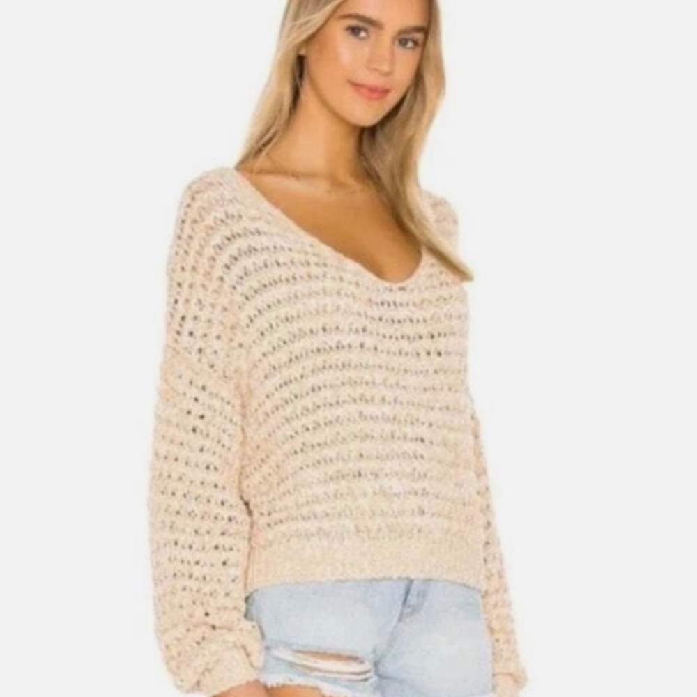 Free People Coconut V-Neck Sweater